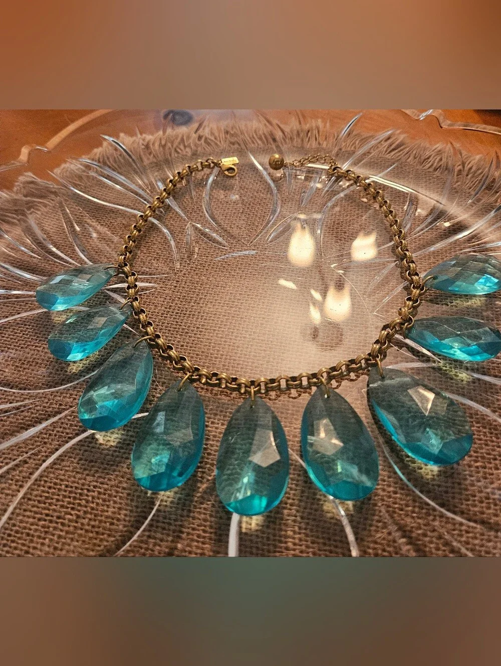 kate spade Gold-Tone Necklace with Teal Teardrop Crystals